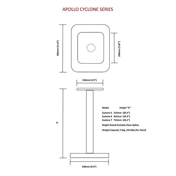 Atacama Apollo Cyclone 6 Raf Tipi Hoparlör Standı Çift (Naturel Oak, Satin Black)